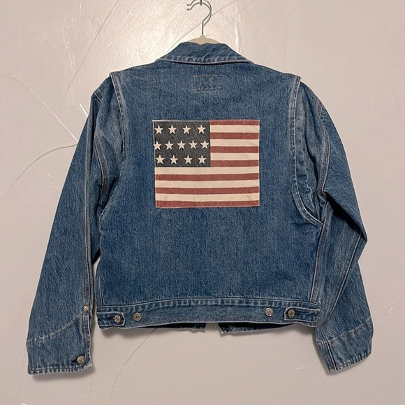Ralph Lauren Jackets & Blazers - Ralph Lauren Vintage Chore American Flag Denim Jacket M